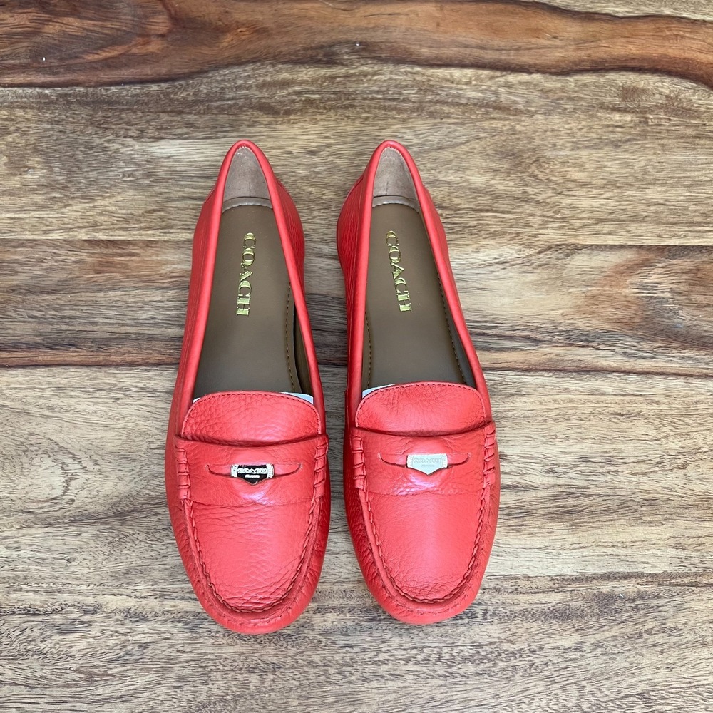Coach Penny Loafers Watermelon Pebbled Leather Classic Shoe Flats - 7B - Picture 4 of 11